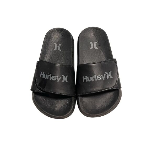 Hurley Black Velcro Slide Sandals Sz 11 - Picture 1 of 4